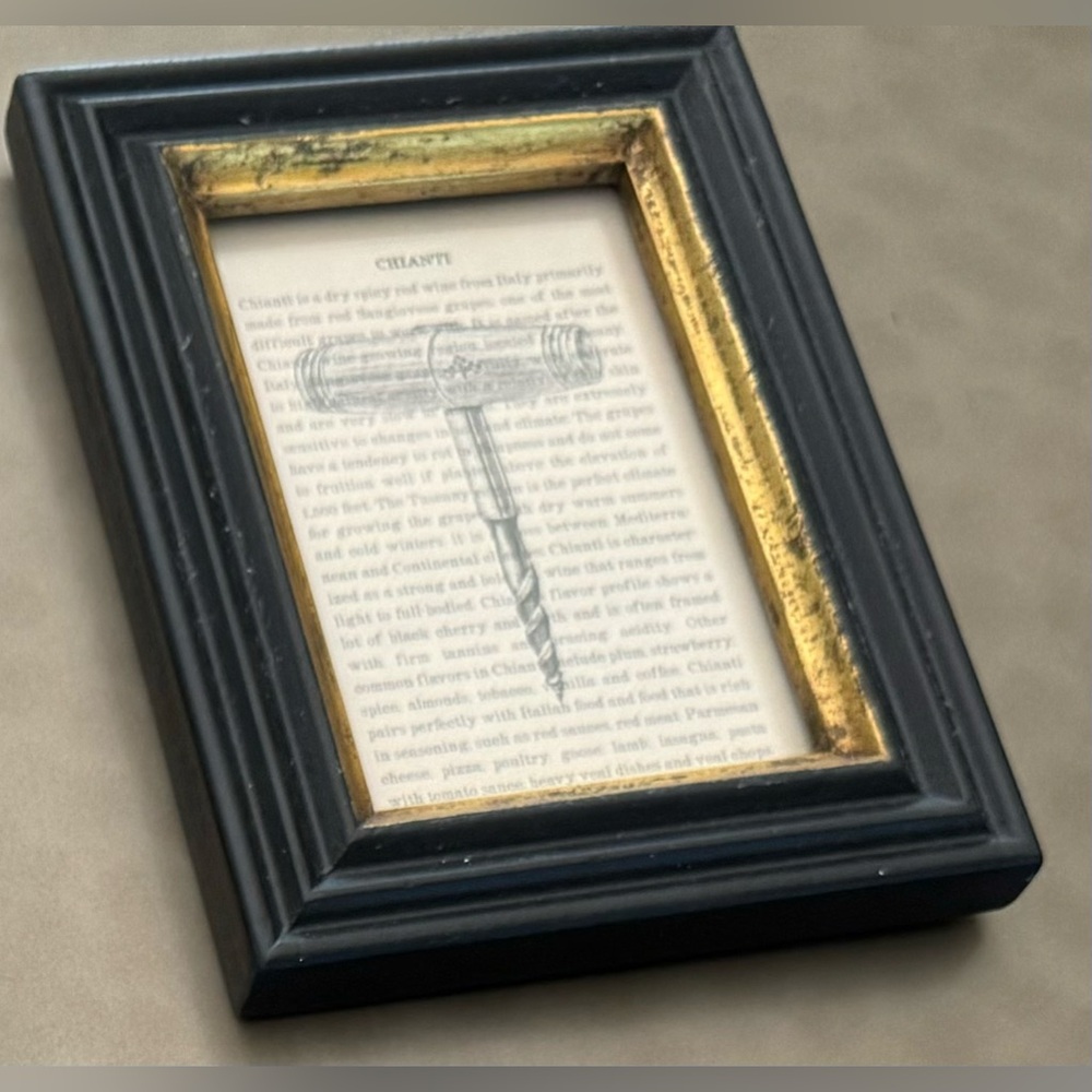 Two’s Company Vintage Print, Chianti and Corkscrew Theme, Frame 6x8